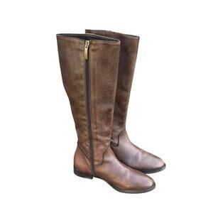 Charles David Brown Leather Riding Knee high Boots comfort Womens Size 7.5 EUC